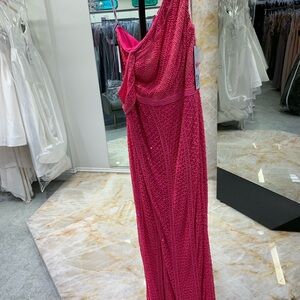 Elegant One Shoulder Pink Dress